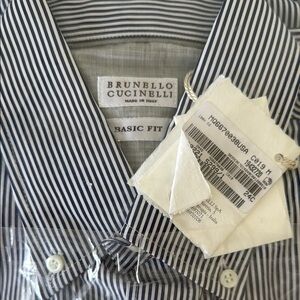 Brunello Cucinelli Men's Striped Shirt - Blue